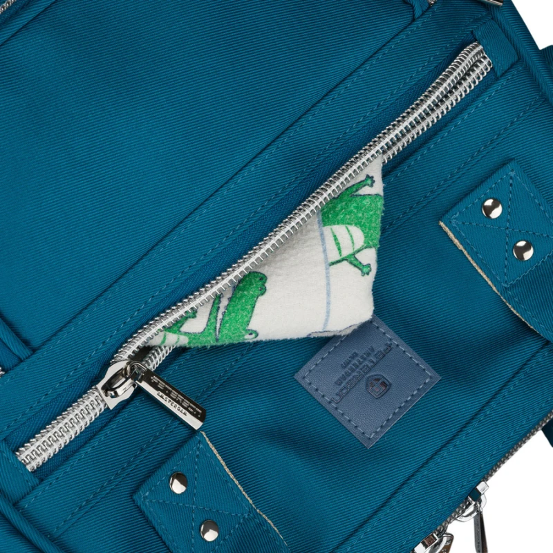 Plecak mommy-bag wykonany z poliestru w turkusowym kolorze, zamykany suwakiem - Peterson