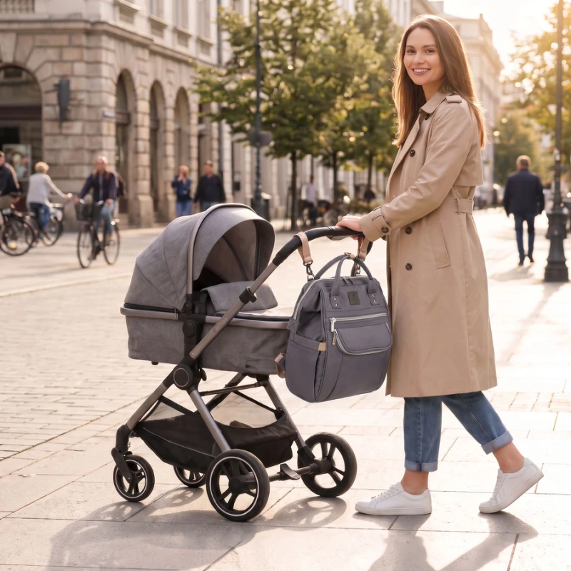 Szary plecak dla mamy Peterson Mommy Bag 21 l