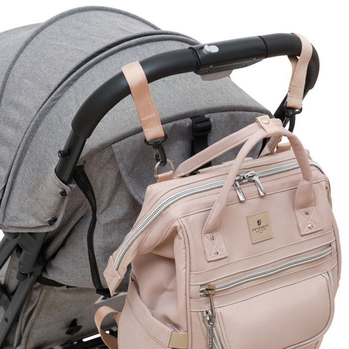 Beżowy plecak Mommy Bag Peterson z przednią kieszenią