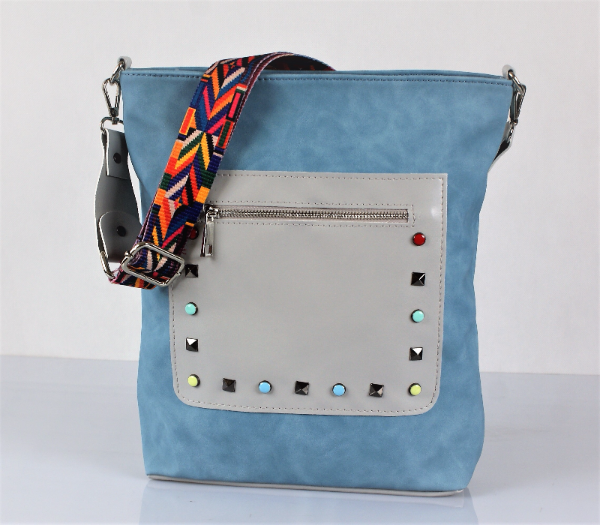 Modna niebieska raportówka torebka carla berry a-31.