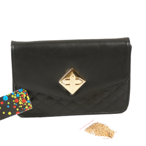 Czarna Pikowana Torebka Wizytowa