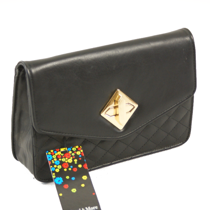 Czarna Pikowana Torebka Wizytowa