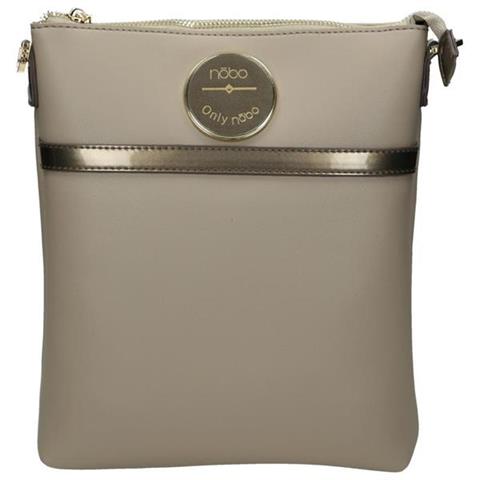 Nobo szara listonoszka damska wizytowa, skóra ekologiczna, front z logo